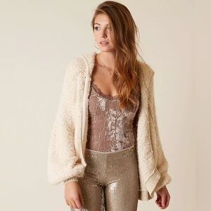 Free People Cropped & Cozy Jacket in Ivory Size Medium